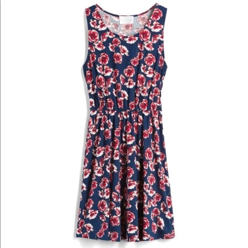 French Grey Floral Dress XL Comfortable Mini Dress Flower Print